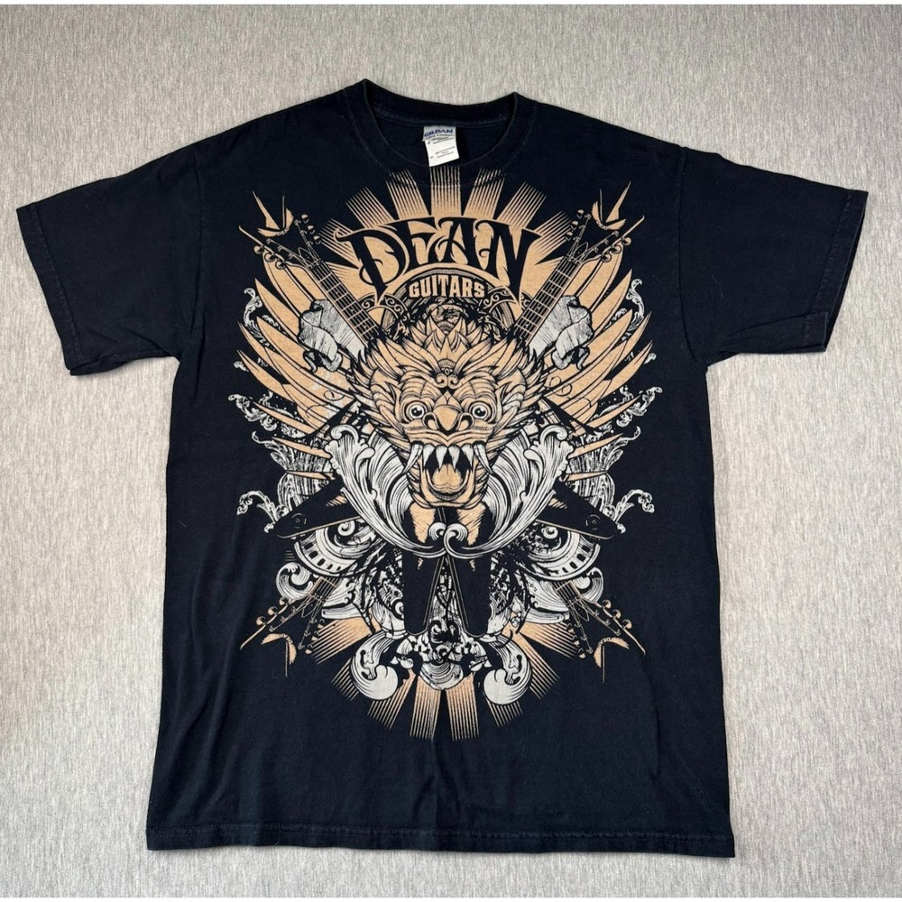 Dean Guitars Graphic Tee Medium Black Shirt Rock Metal Guitar Streetwear‎